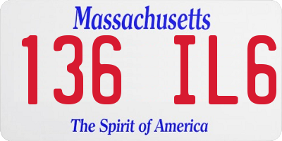 MA license plate 136IL6