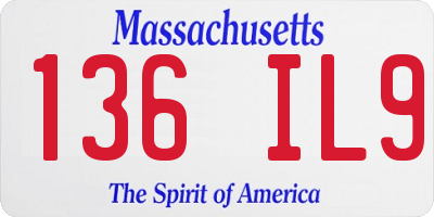 MA license plate 136IL9
