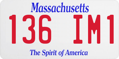 MA license plate 136IM1
