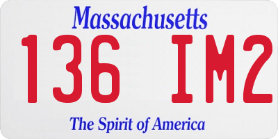 MA license plate 136IM2