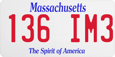 MA license plate 136IM3