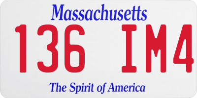 MA license plate 136IM4