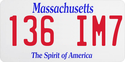 MA license plate 136IM7