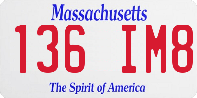 MA license plate 136IM8