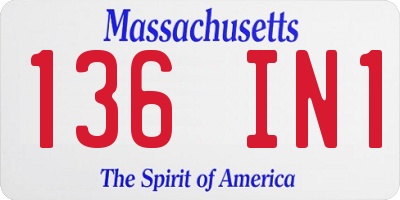 MA license plate 136IN1