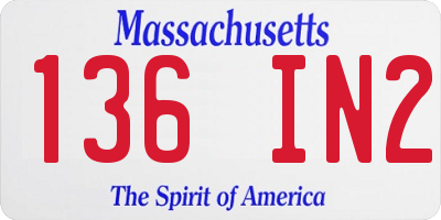 MA license plate 136IN2
