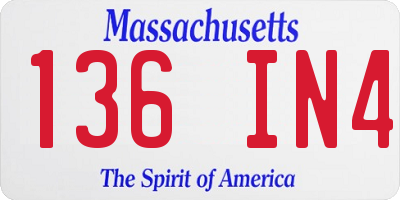 MA license plate 136IN4