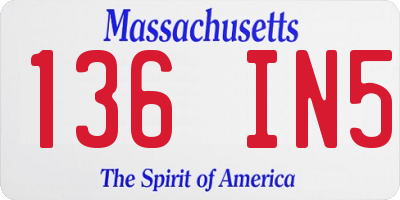 MA license plate 136IN5
