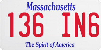 MA license plate 136IN6