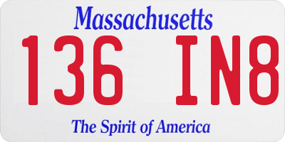 MA license plate 136IN8
