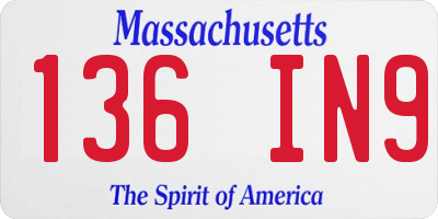 MA license plate 136IN9