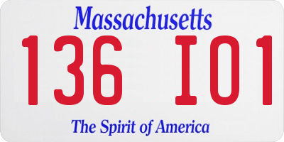 MA license plate 136IO1