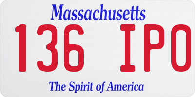 MA license plate 136IP0