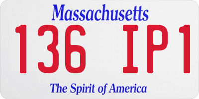 MA license plate 136IP1