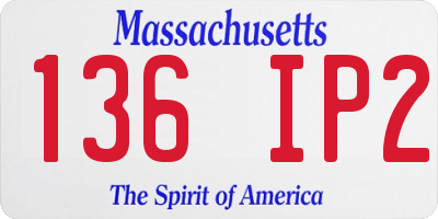 MA license plate 136IP2