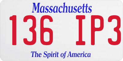 MA license plate 136IP3