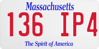 MA license plate 136IP4