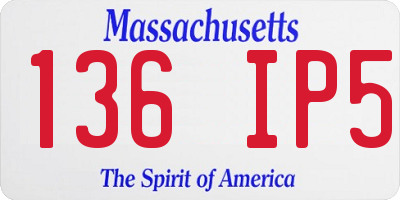 MA license plate 136IP5