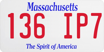 MA license plate 136IP7