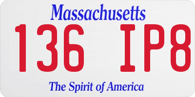 MA license plate 136IP8
