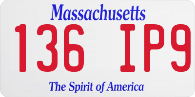 MA license plate 136IP9