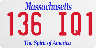 MA license plate 136IQ1