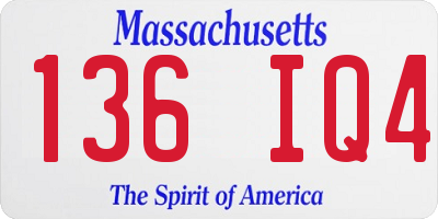 MA license plate 136IQ4