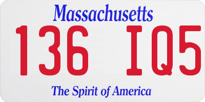 MA license plate 136IQ5