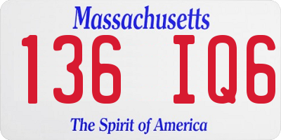MA license plate 136IQ6