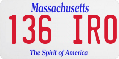 MA license plate 136IR0