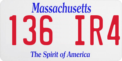 MA license plate 136IR4