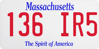 MA license plate 136IR5