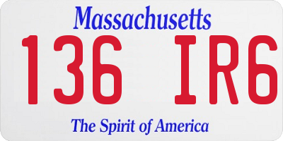 MA license plate 136IR6