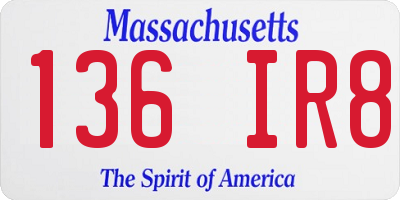 MA license plate 136IR8