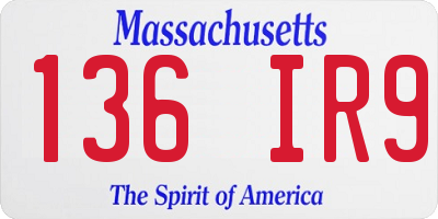 MA license plate 136IR9