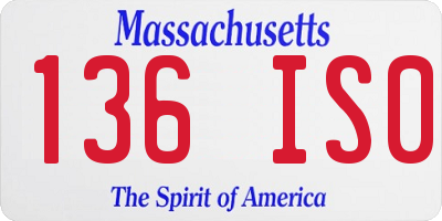 MA license plate 136IS0