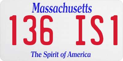 MA license plate 136IS1