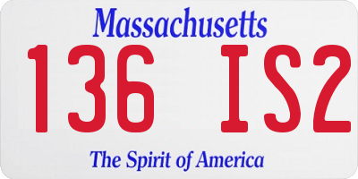MA license plate 136IS2