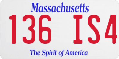 MA license plate 136IS4