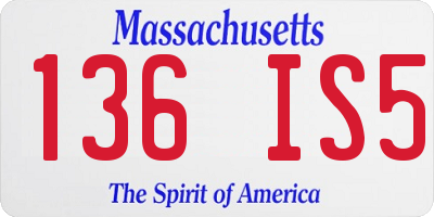 MA license plate 136IS5
