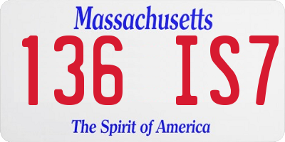 MA license plate 136IS7