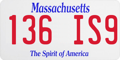 MA license plate 136IS9