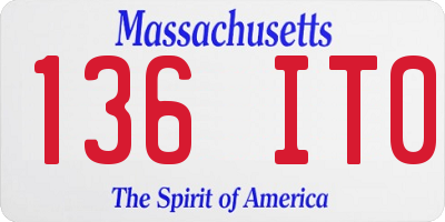 MA license plate 136IT0