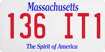 MA license plate 136IT1