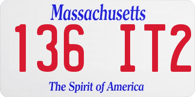 MA license plate 136IT2
