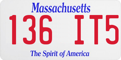MA license plate 136IT5