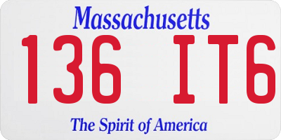 MA license plate 136IT6