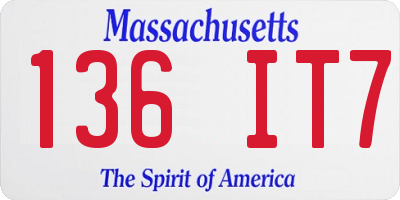 MA license plate 136IT7
