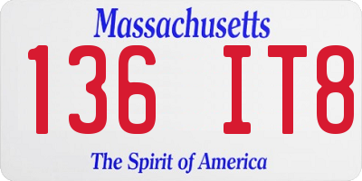 MA license plate 136IT8