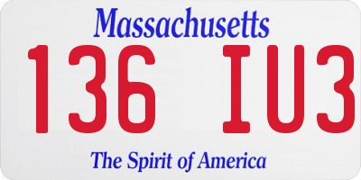 MA license plate 136IU3